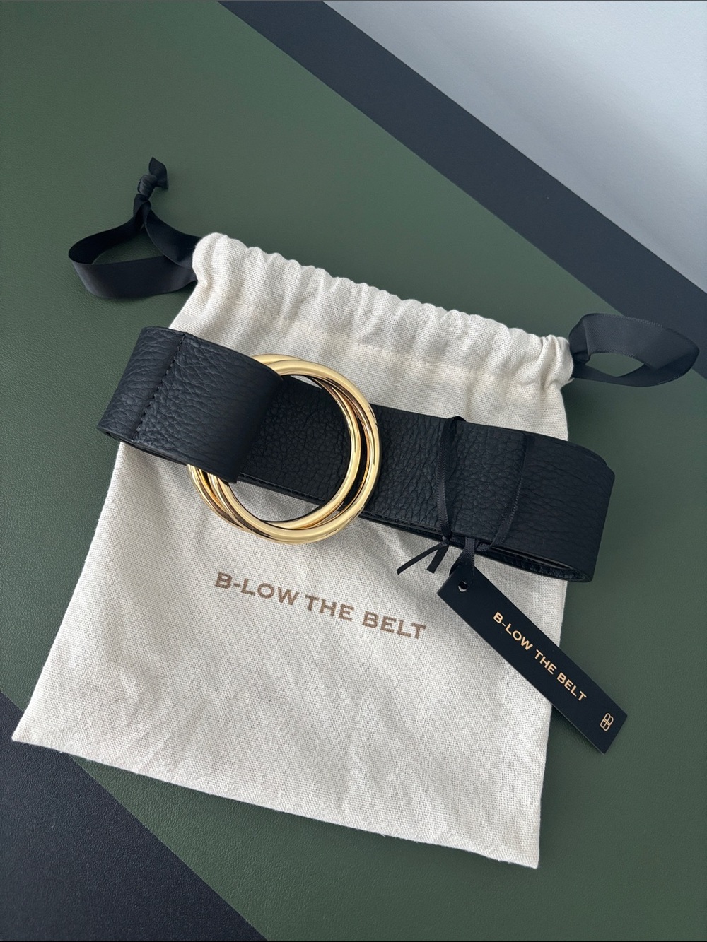 B-Low the Belt Tumble Leather Wrap Belt with Gold Double Buckle Ring